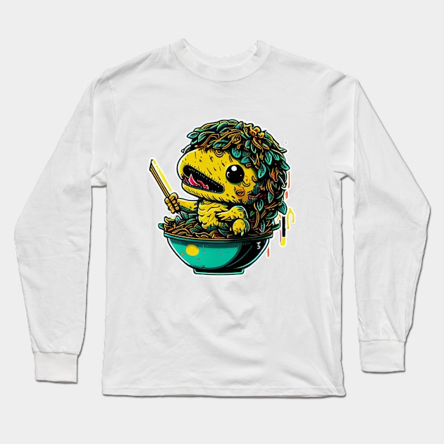 Ramen Agumon Long Sleeve T-Shirt by gblackid